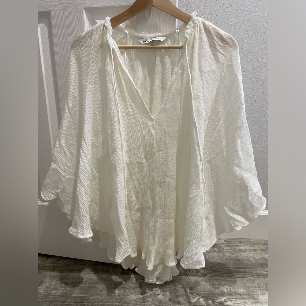 zara white cape cover-up